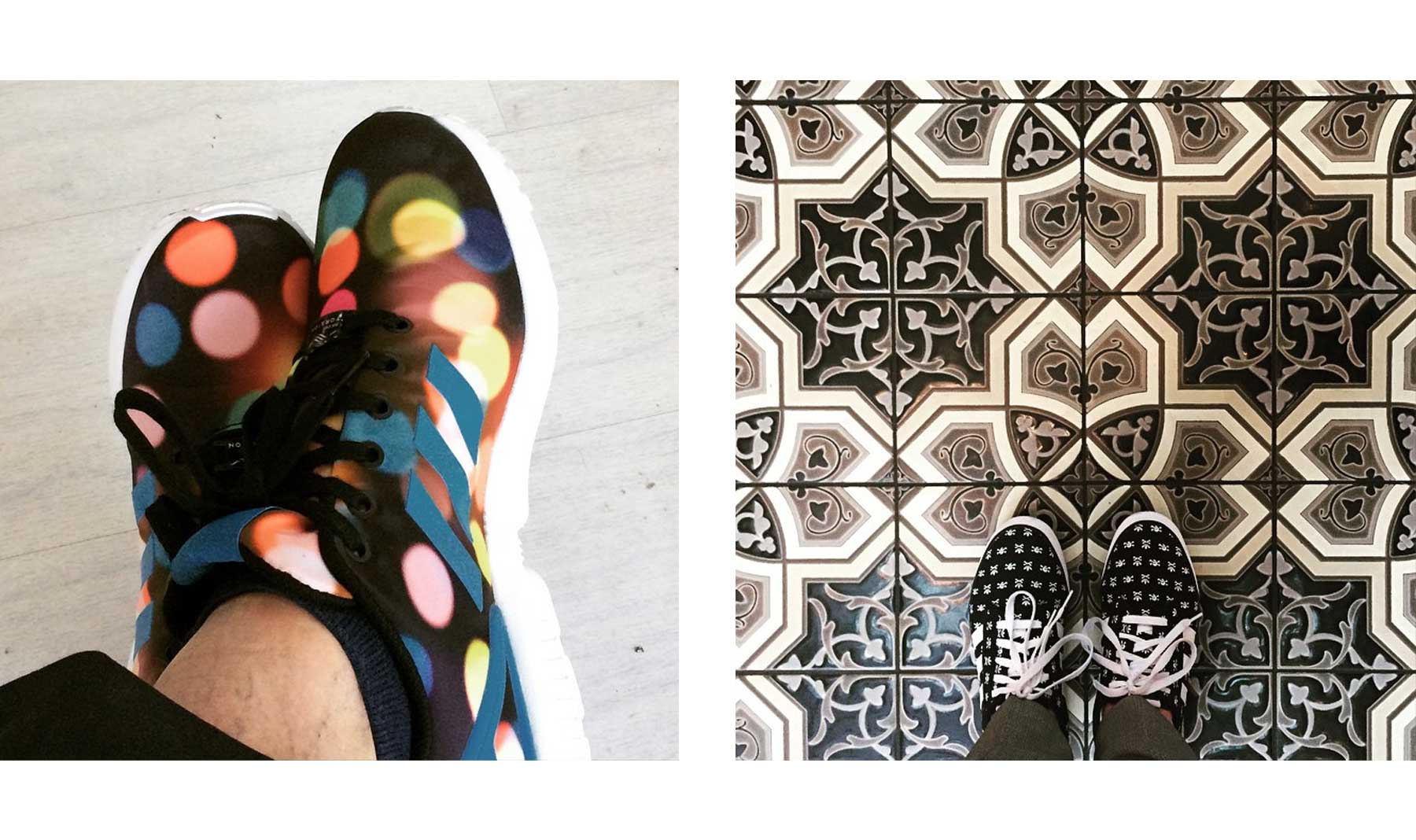 The man loves his sneakers.